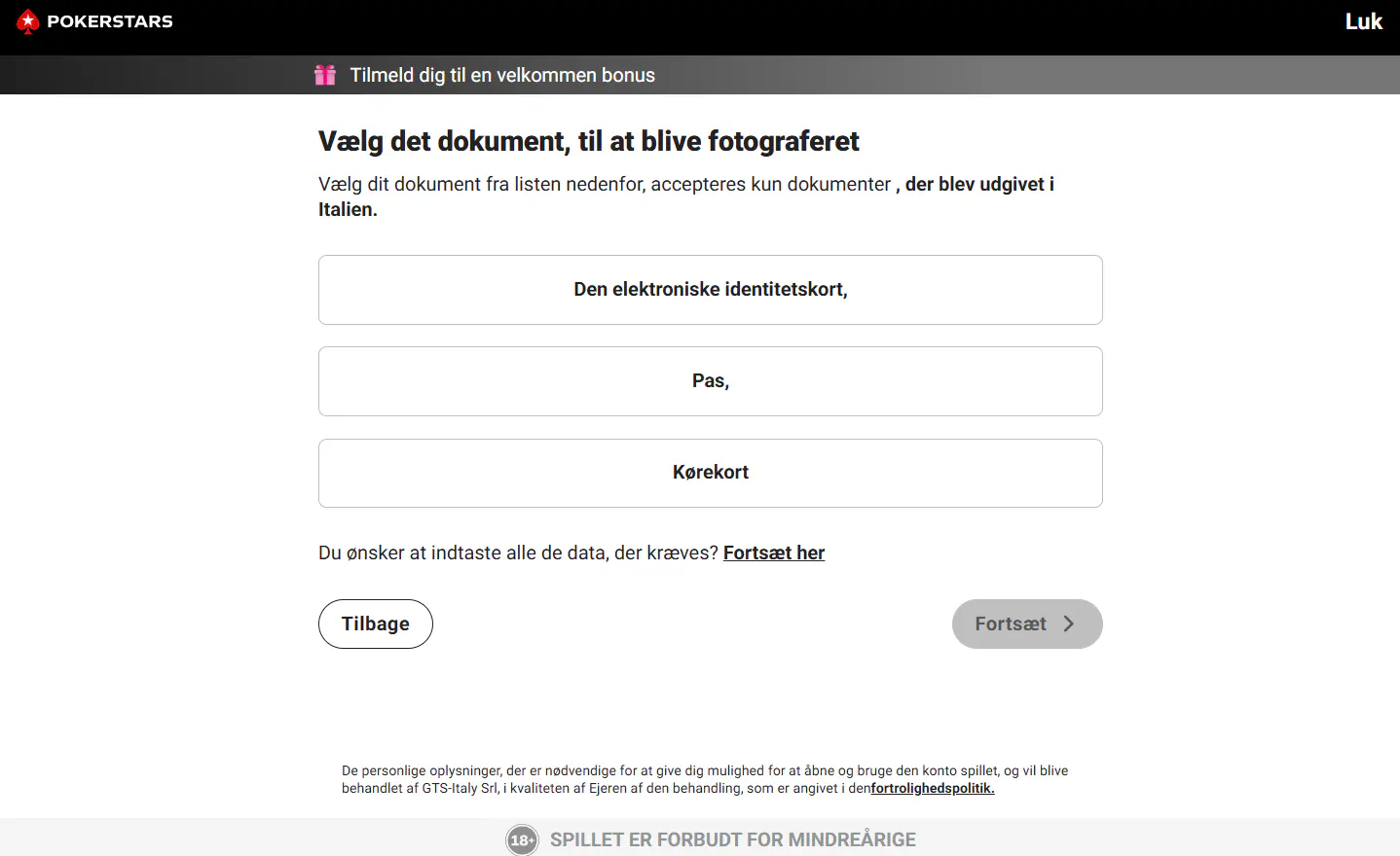 PokerStars dansk hjælpevejledning om kontobekræftelse med MitID